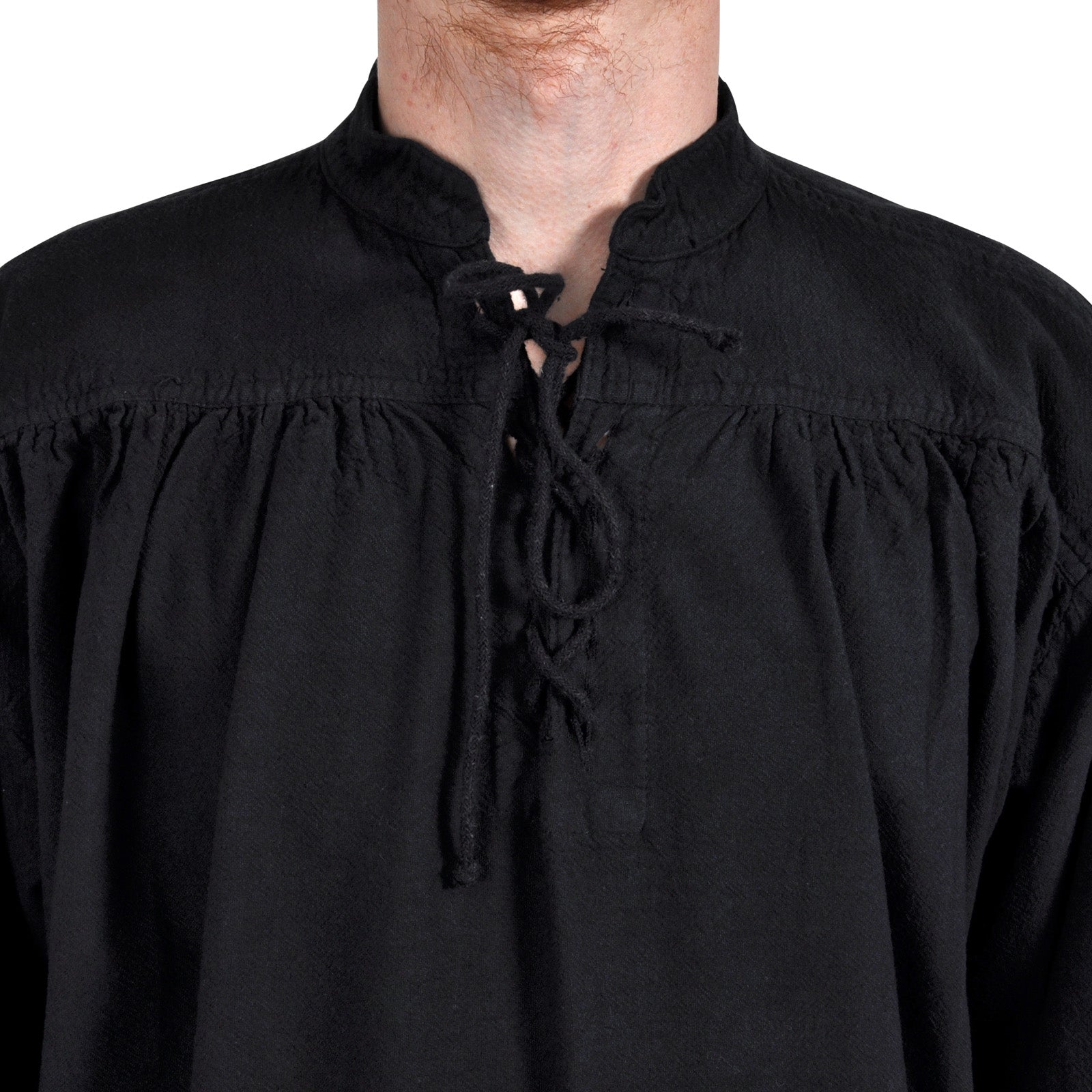 Image produit Chemise médiévale à col montant lacée Friedrich noir