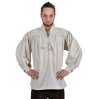 Image produit Chemise médiévale à col officier lacée Friedrich naturel