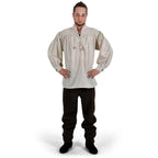 Image produit Chemise médiévale à col officier lacée Friedrich naturel