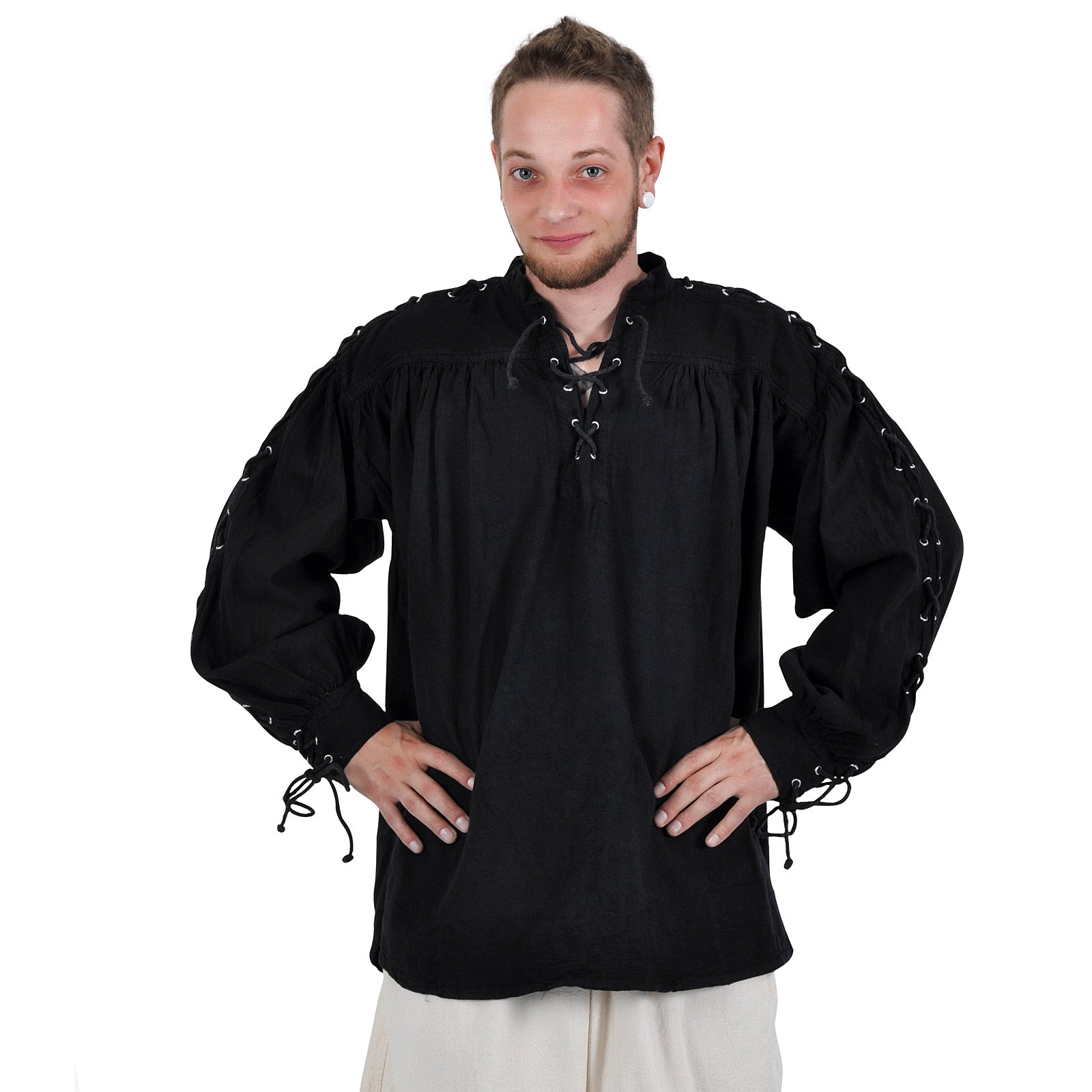 Image produit Chemise médiévale à lacets avec œillets Adrian noir