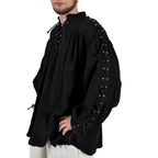 Image produit Chemise médiévale à lacets avec œillets Adrian noir