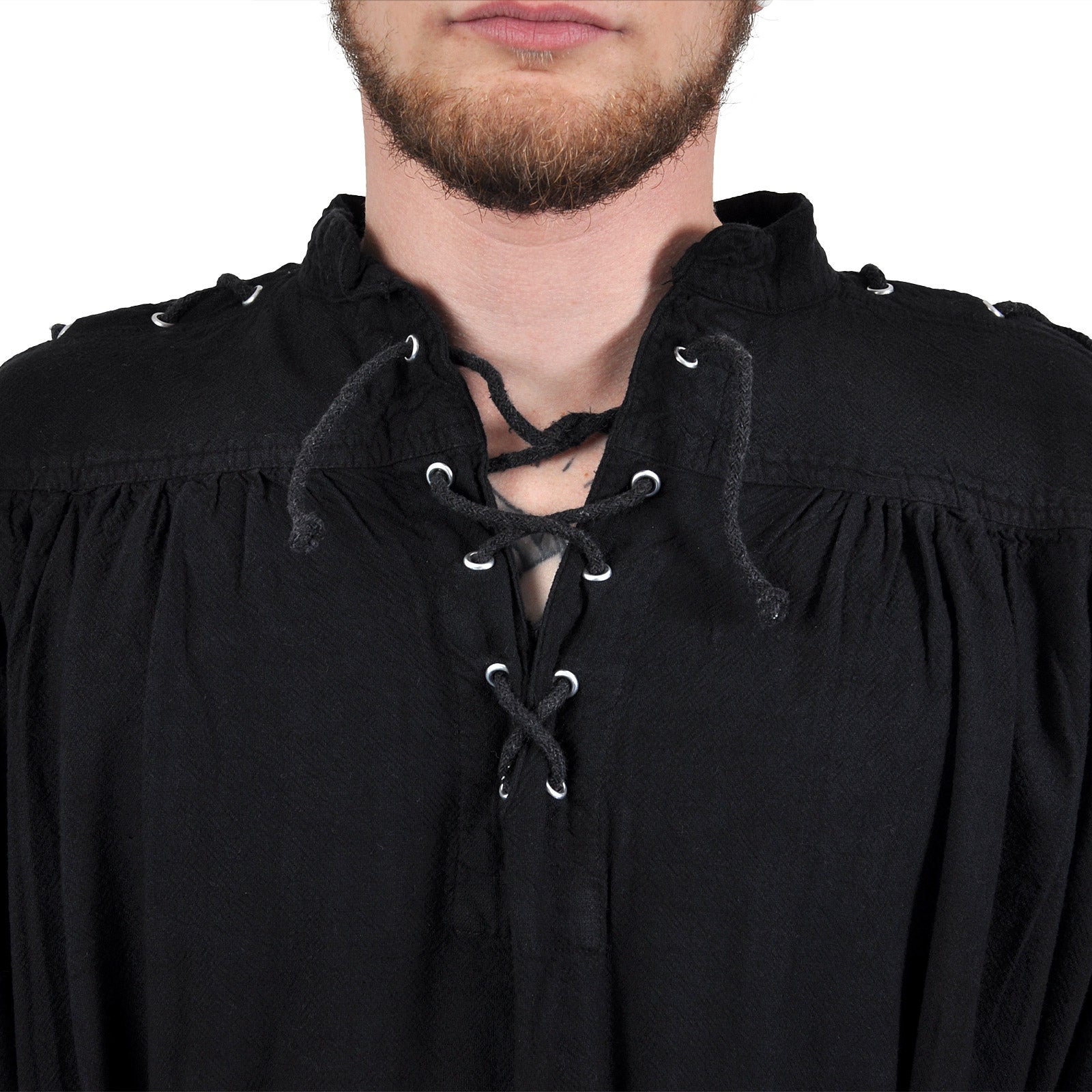 Image produit Chemise médiévale à lacets avec œillets Adrian noir