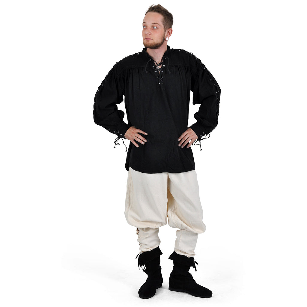 Image produit Chemise médiévale à lacets avec œillets Adrian noir