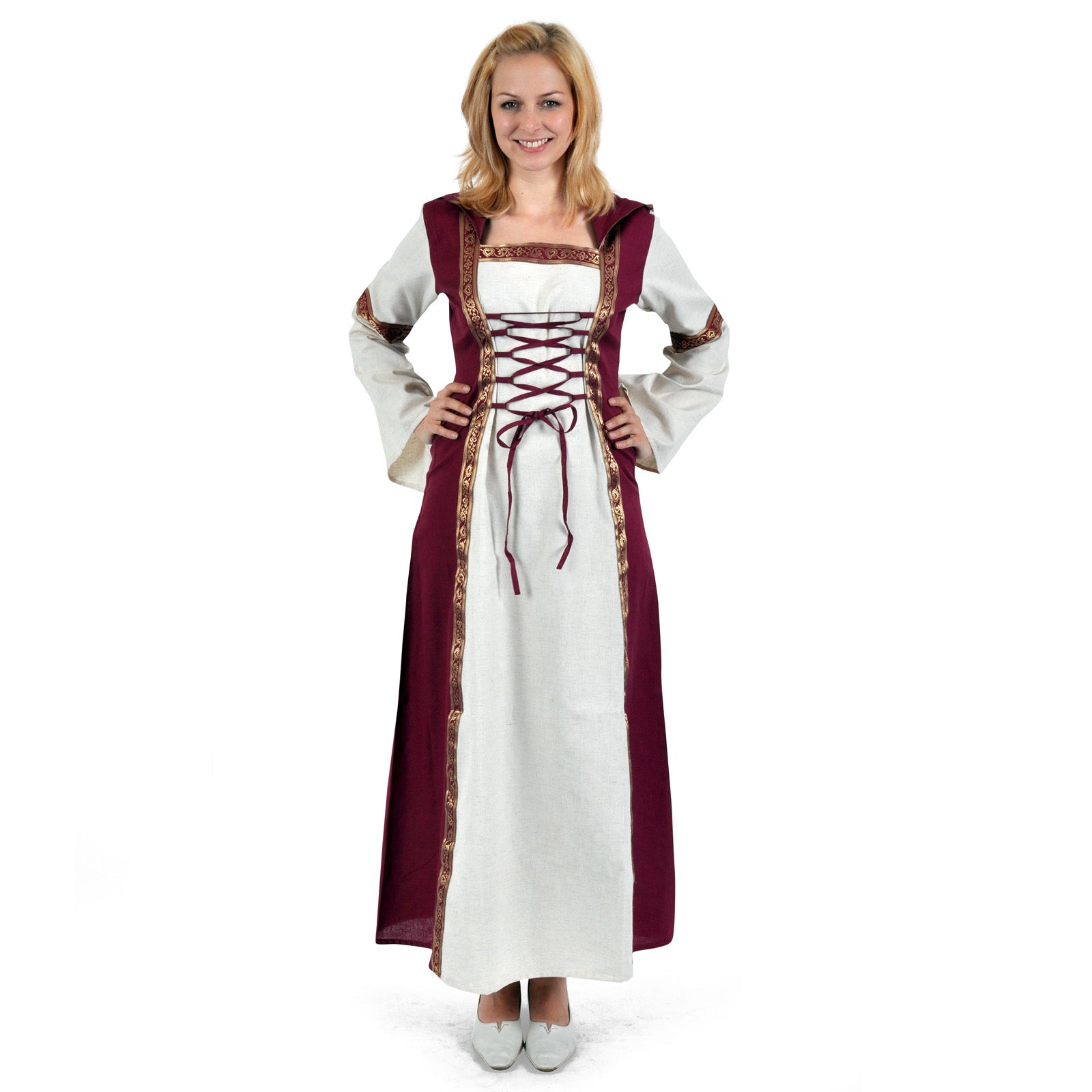 Image produit Robe médiévale Chiara naturel-rouge
