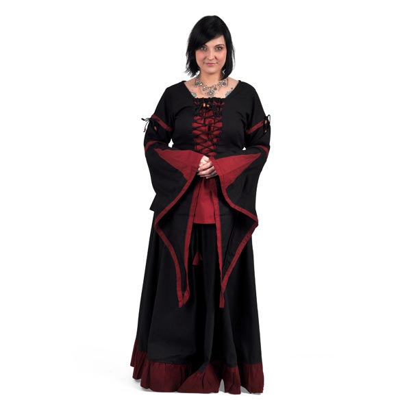 Image produit Blouse Médiévale en Lin Noir-Rouge