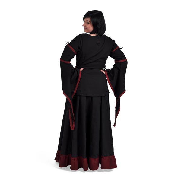 Image produit Blouse Médiévale en Lin Noir-Rouge