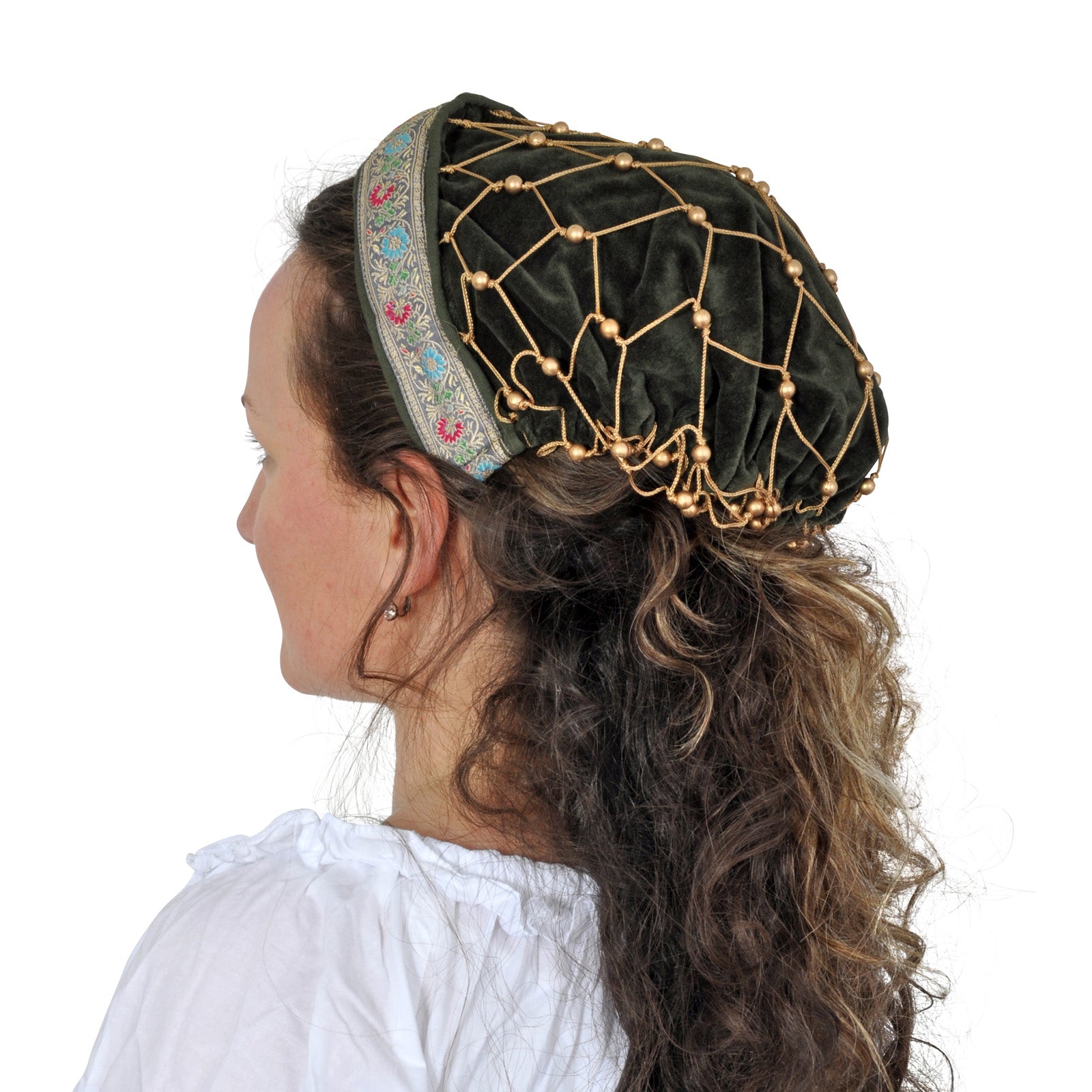 Image produit Coiffe médiévale avec bordure - vert