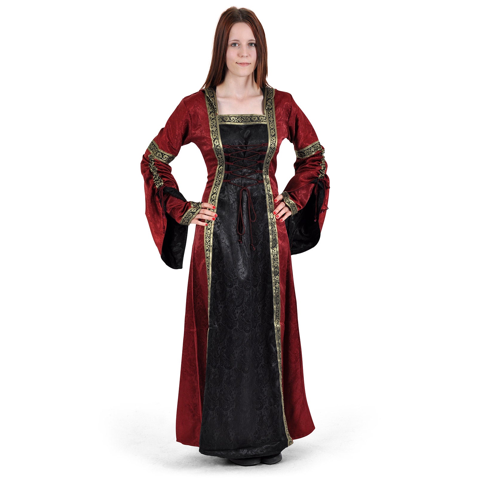 Image produit Robe médiévale Iris bordeaux-noir