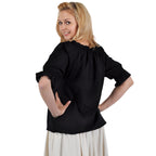 Image produit Blouse médiévale à manches courtes Sandra noire