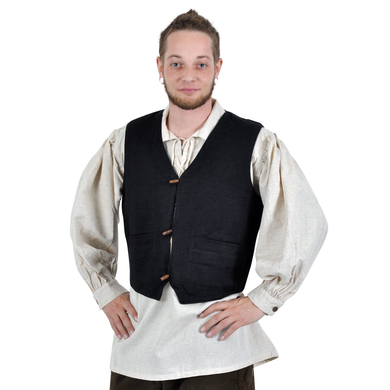 Image produit Gilet médiéval Heinrich avec poches noir