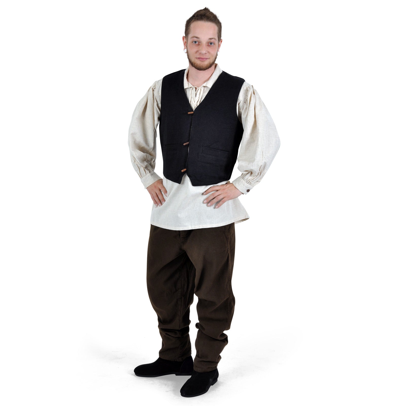 Image produit Gilet médiéval Heinrich avec poches noir