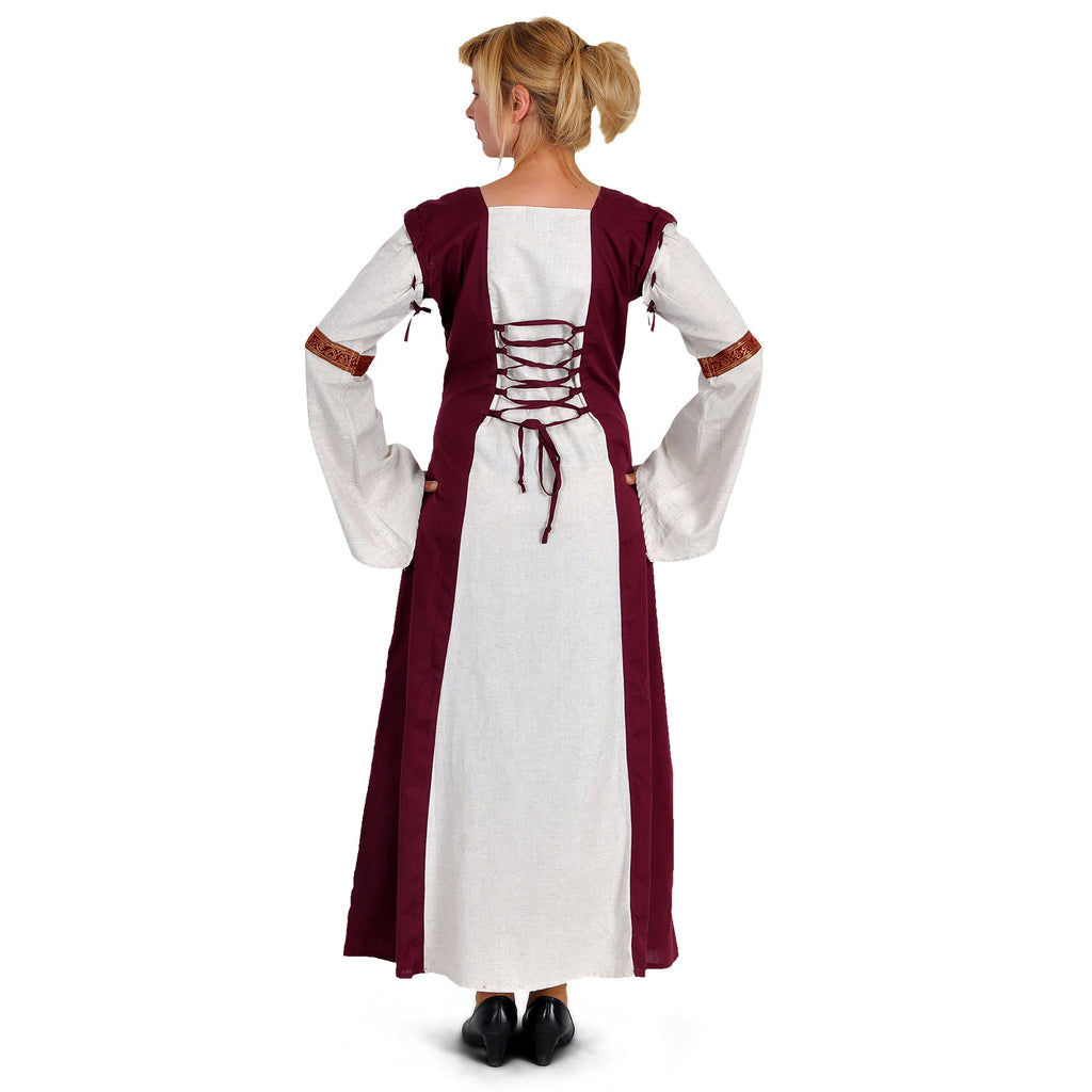 Image produit Robe médiévale Applonia avec manches détachables naturel-bordeaux