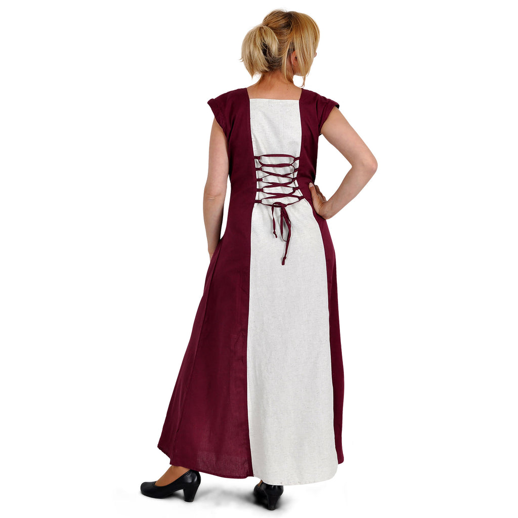 Image produit Robe médiévale Applonia avec manches détachables naturel-bordeaux