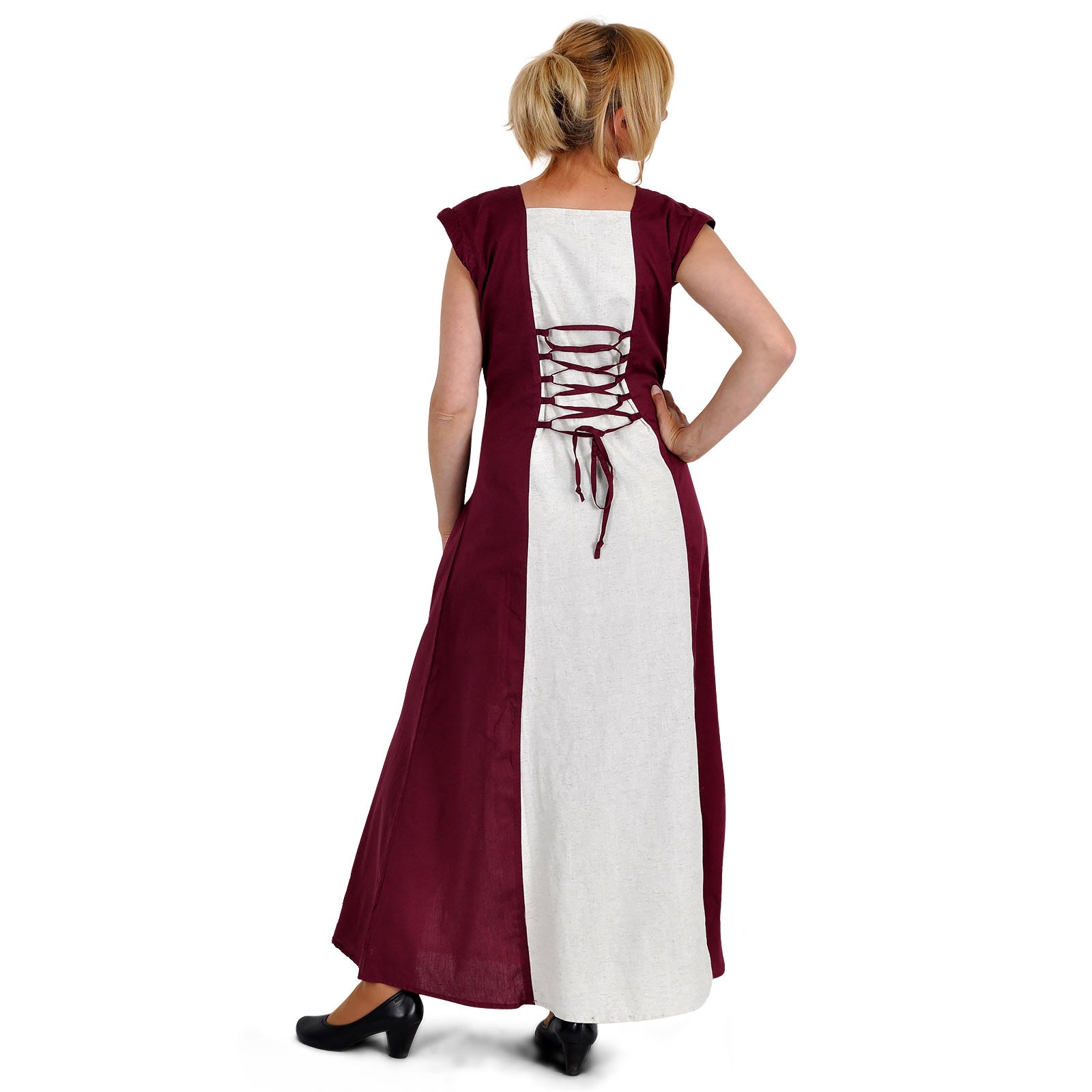Image produit Robe médiévale Applonia avec manches détachables naturel-bordeaux