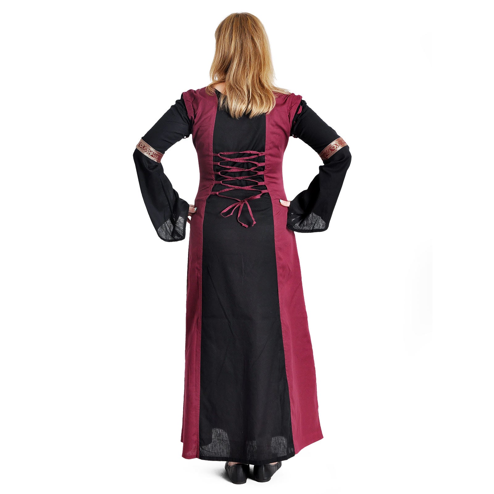 Image produit Robe médiévale Applonia avec manches détachables noir-bordeaux