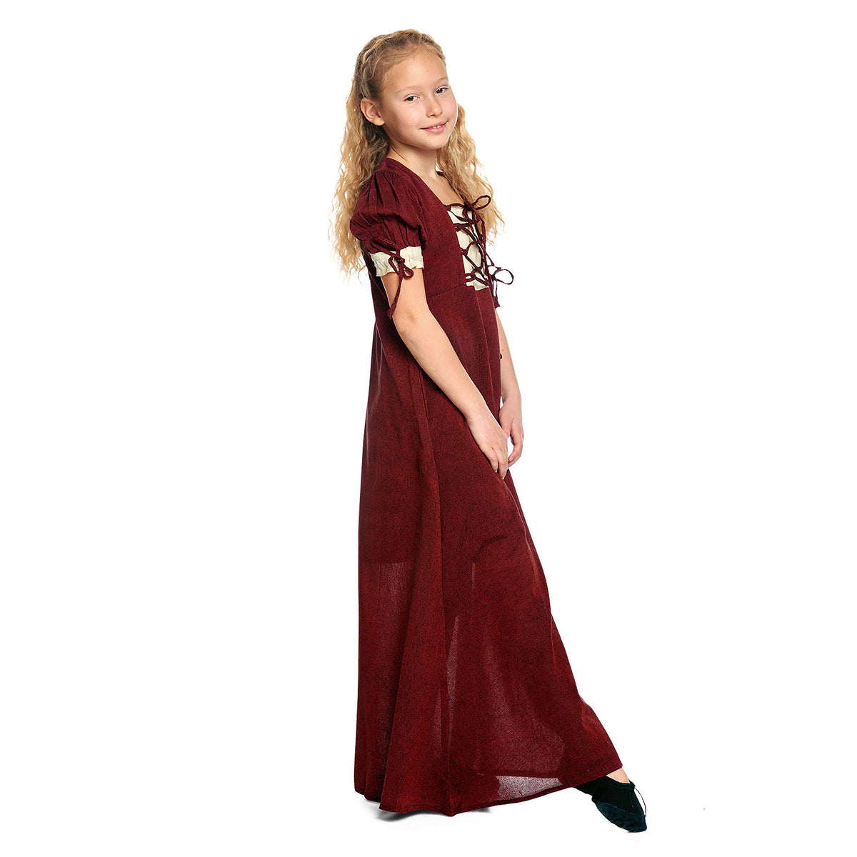 Image produit Robe d'été médiévale pour enfants rouge beige