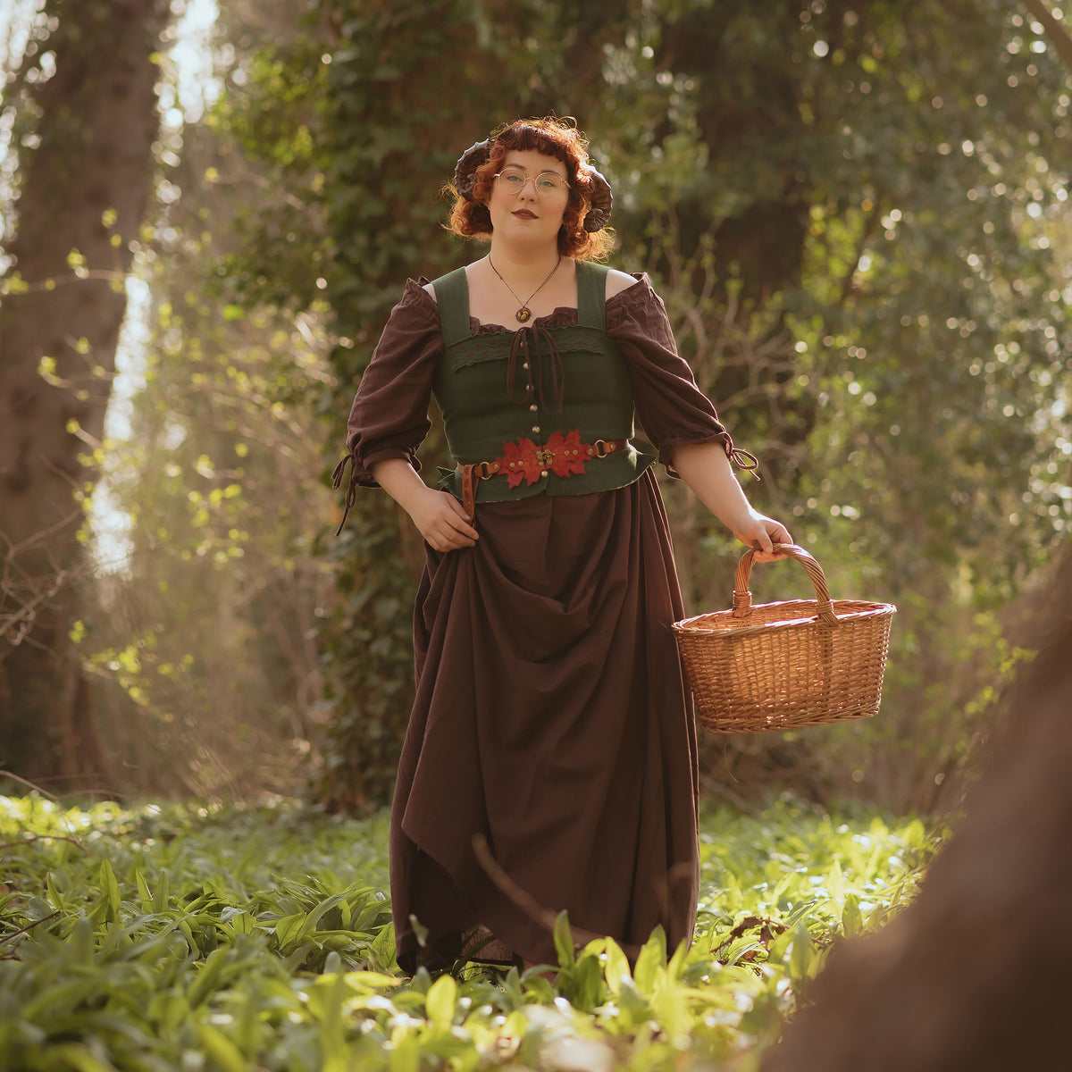 Image produit Robe Médiévale à Manches Courtes Marron