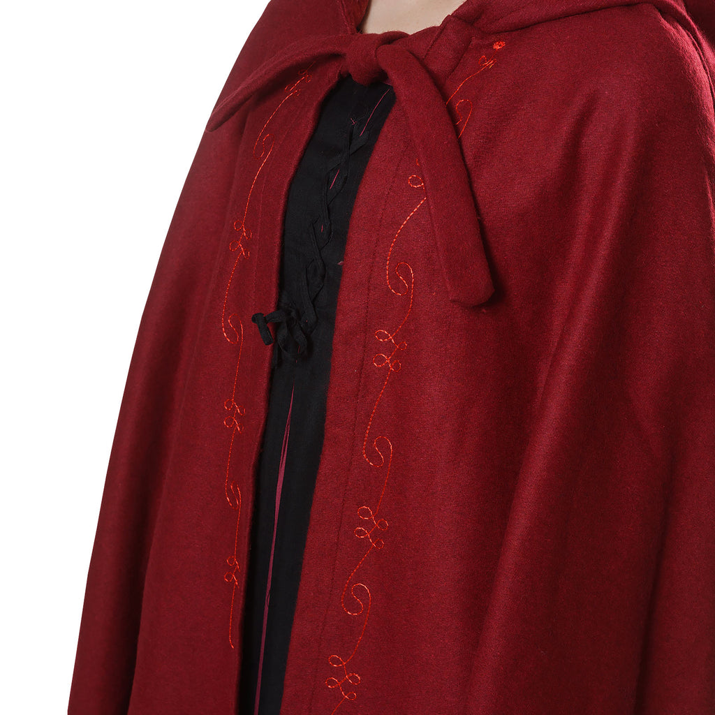 Image produit Cape médiévale avec capuche et broderie rouge