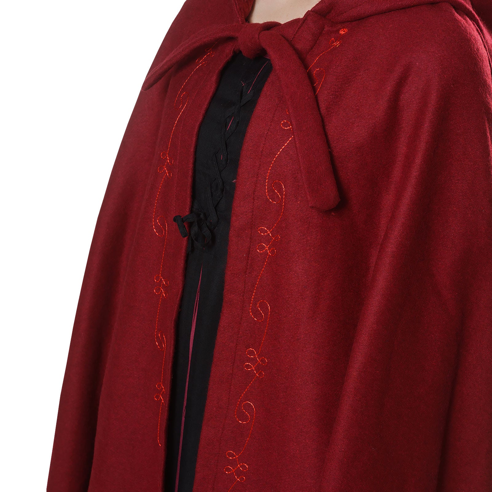 Image produit Cape médiévale avec capuche et broderie rouge