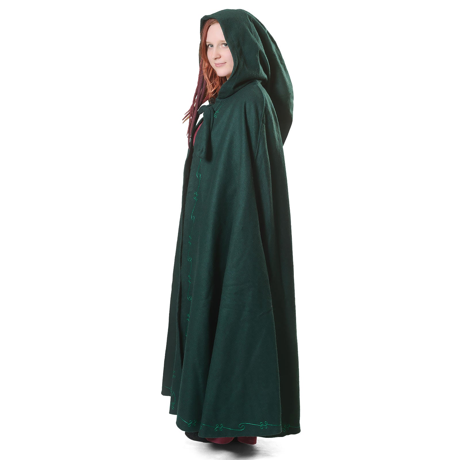 Image produit Cape médiévale avec capuche et broderie verte