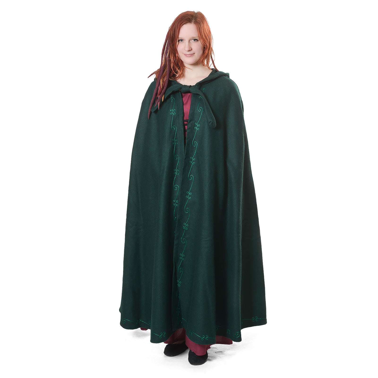 Image produit Cape médiévale avec capuche et broderie verte