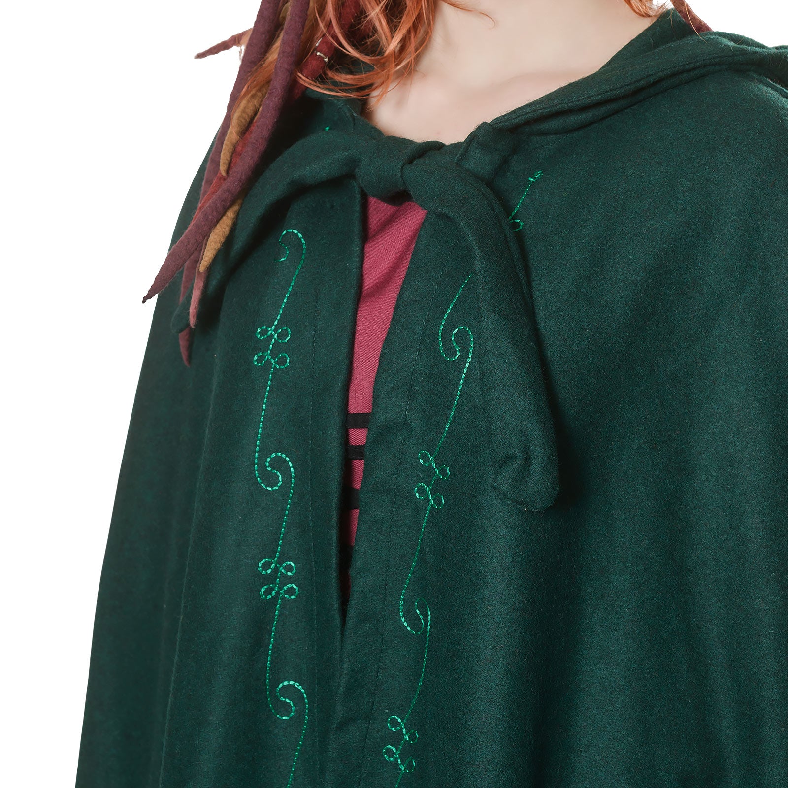 Image produit Cape médiévale avec capuche et broderie verte