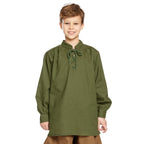 Image produit Chemise médiévale pour enfants avec laçage arrière noble vert