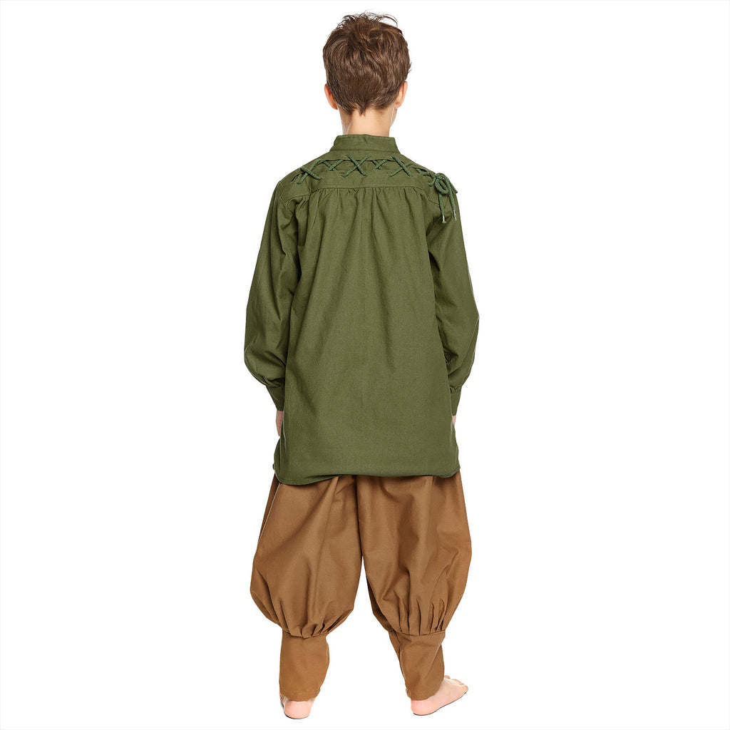 Image produit Chemise médiévale pour enfants avec laçage arrière noble vert