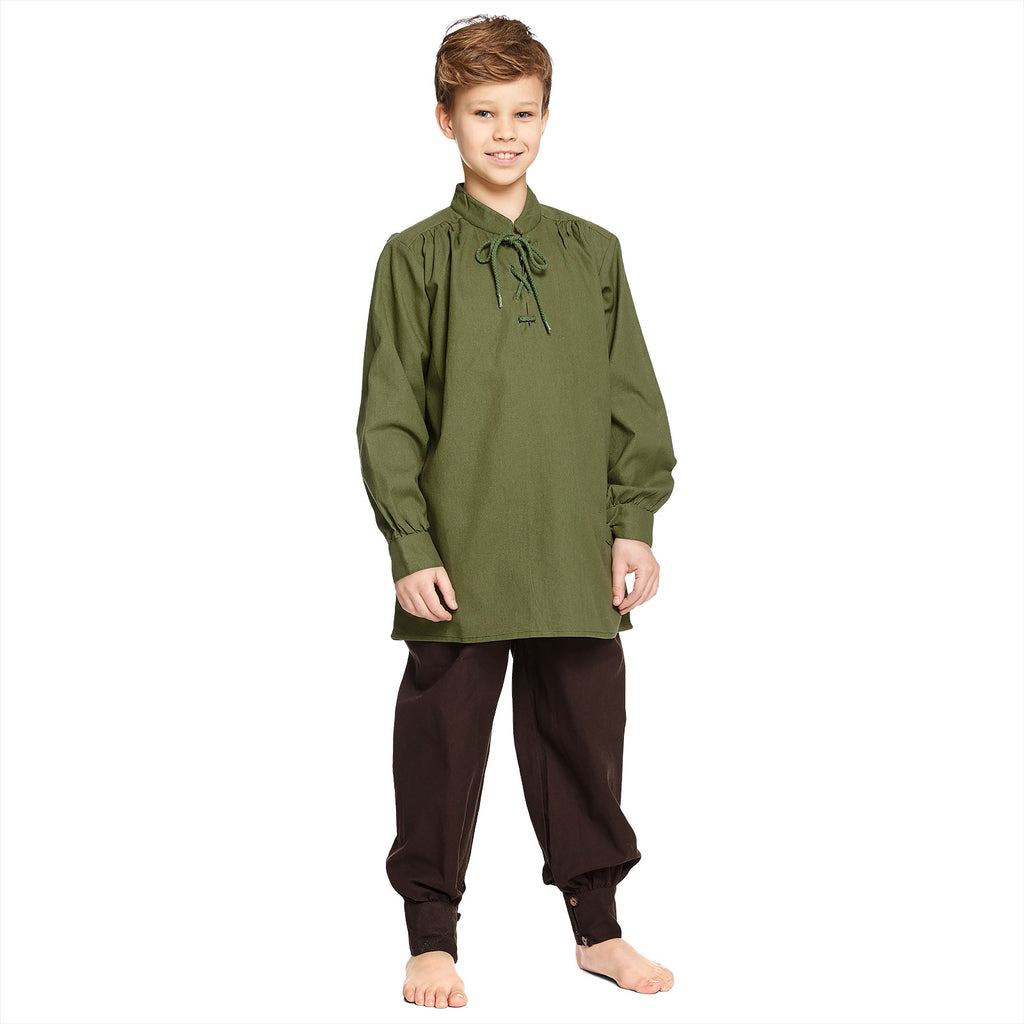 Image produit Chemise médiévale pour enfants avec laçage arrière noble vert