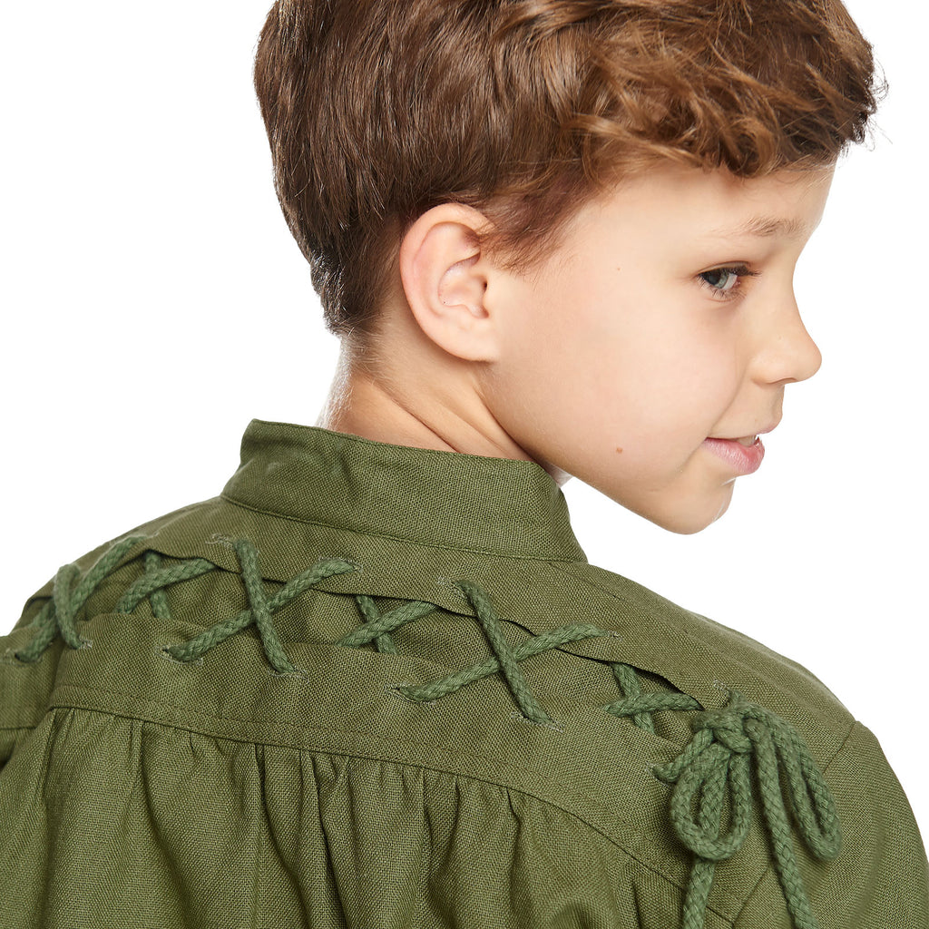 Image produit Chemise médiévale pour enfants avec laçage arrière noble vert