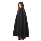 Image produit Cape médiévale en laine pour femmes avec capuche broderie boucle en métal noir