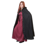 Image produit Cape médiévale en laine pour femmes avec capuche broderie boucle en métal noir