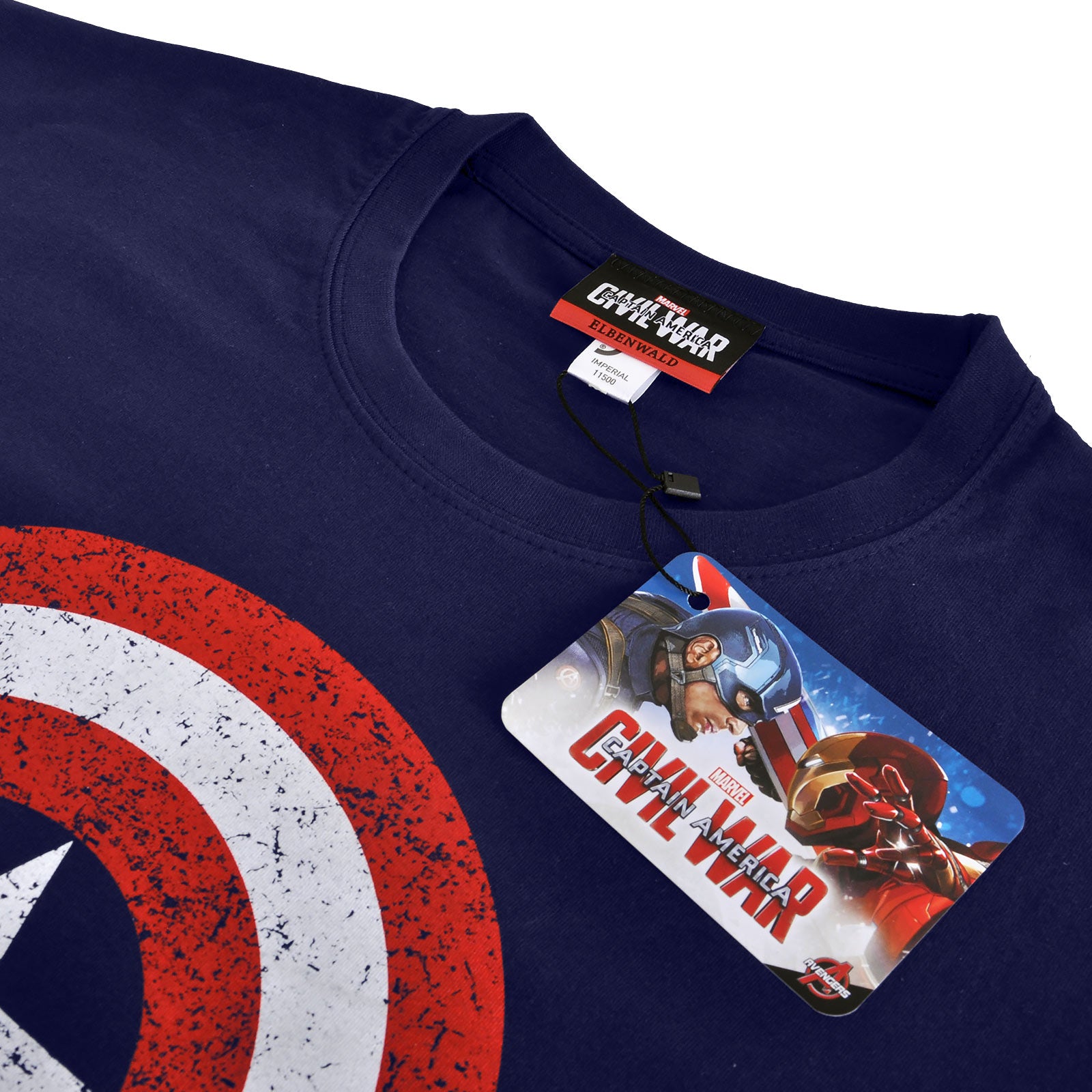 Image produit Captain America - T-shirt bleu avec logo de bouclier en détresse