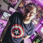 Product image Captain America - Distressed Shield Logo T-Shirt Blue