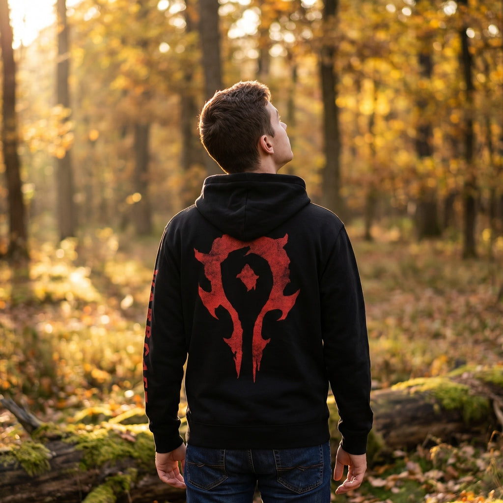 Image produit Warcraft - Sweat à capuche noir avec logo de la Horde