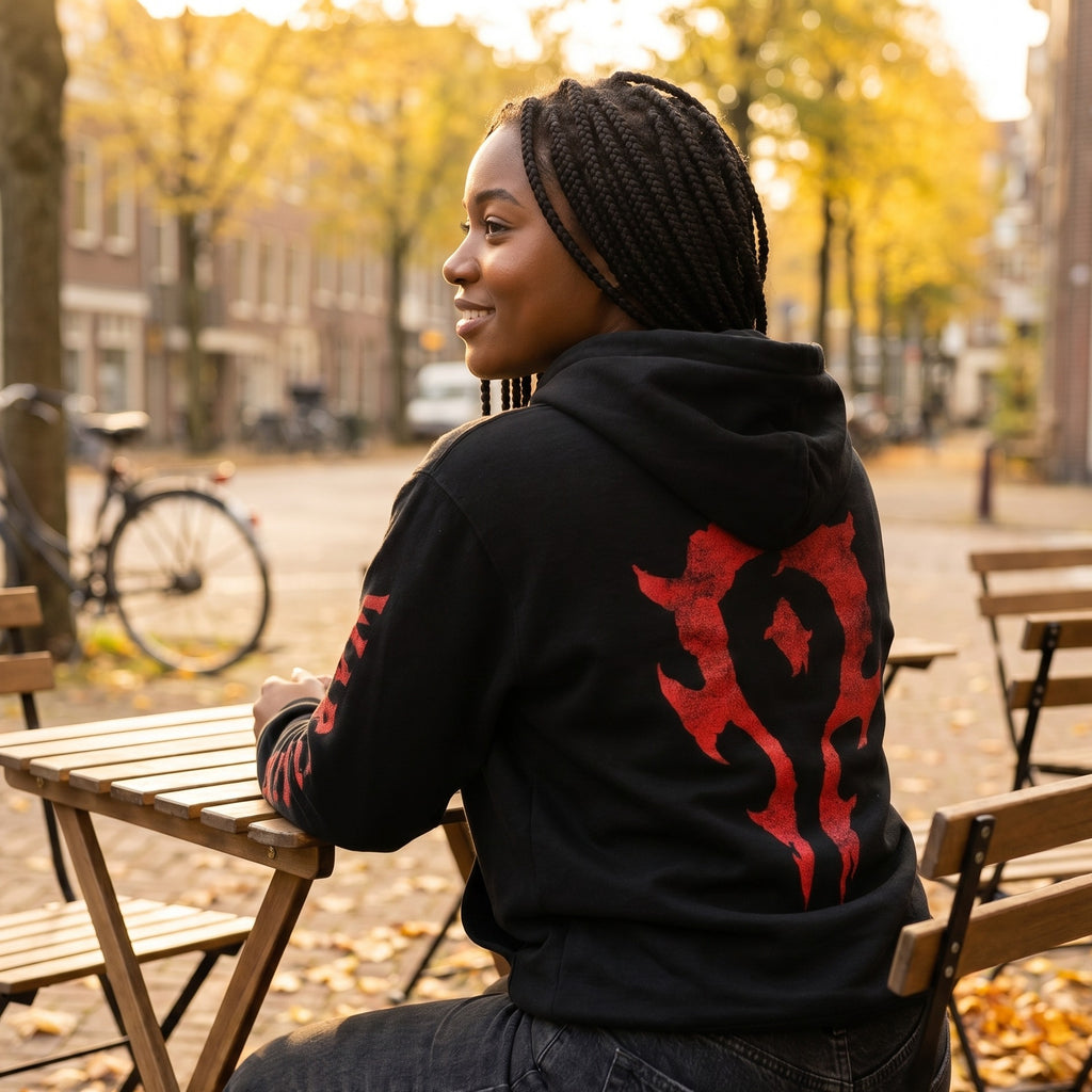Image produit Warcraft - Sweat à capuche noir avec logo de la Horde
