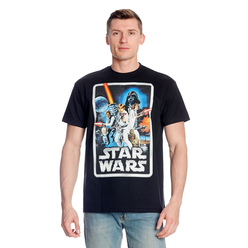 Image produit Star Wars - T-shirt affiche de film rétro noir