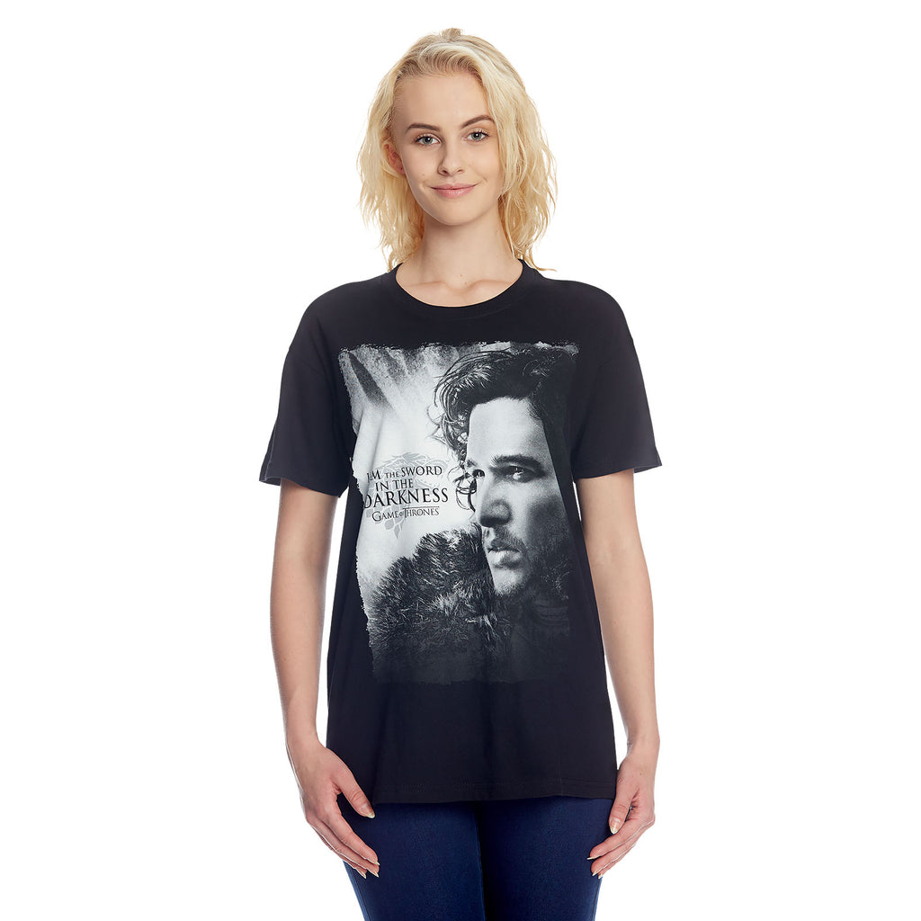 Image produit Game of Thrones - Jon Snow épée dans l'obscurité T-shirt noir