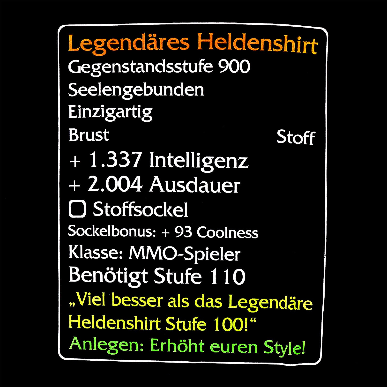 Image produit Article de niveau 110 : T-shirt de héros légendaire