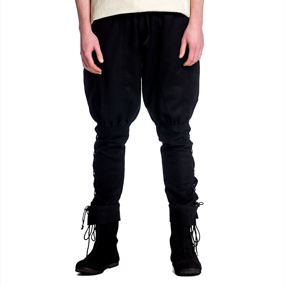 Product image Medieval wool trousers with lower leg lacing black