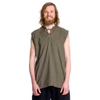 Image produit Chemise médiévale sans manches olive à lacets
