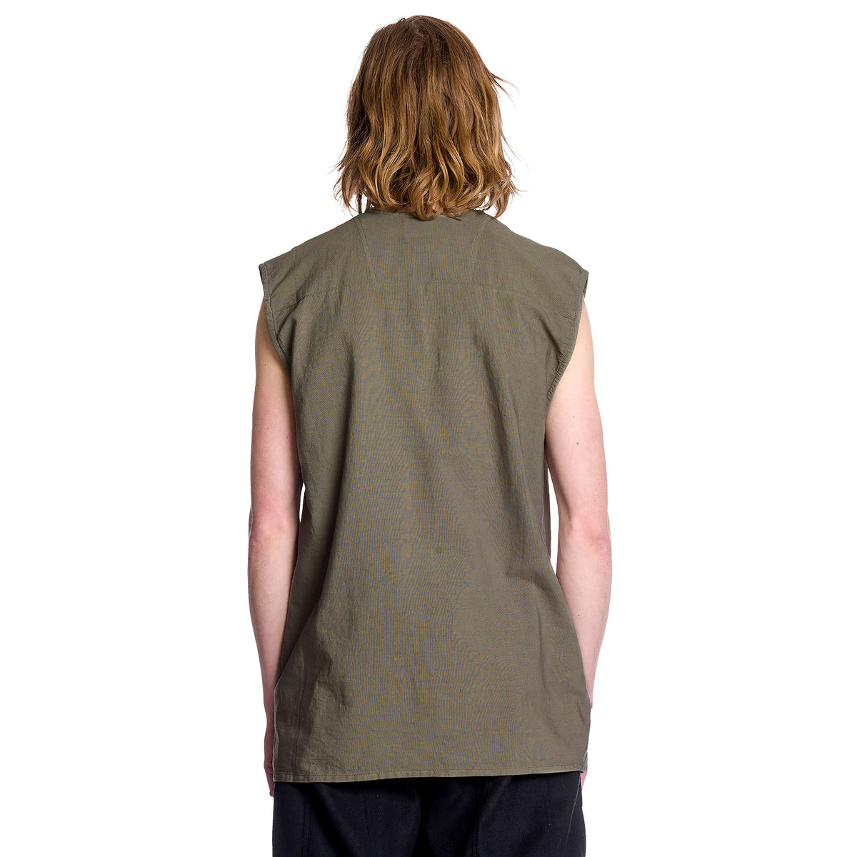 Image produit Chemise médiévale sans manches olive à lacets