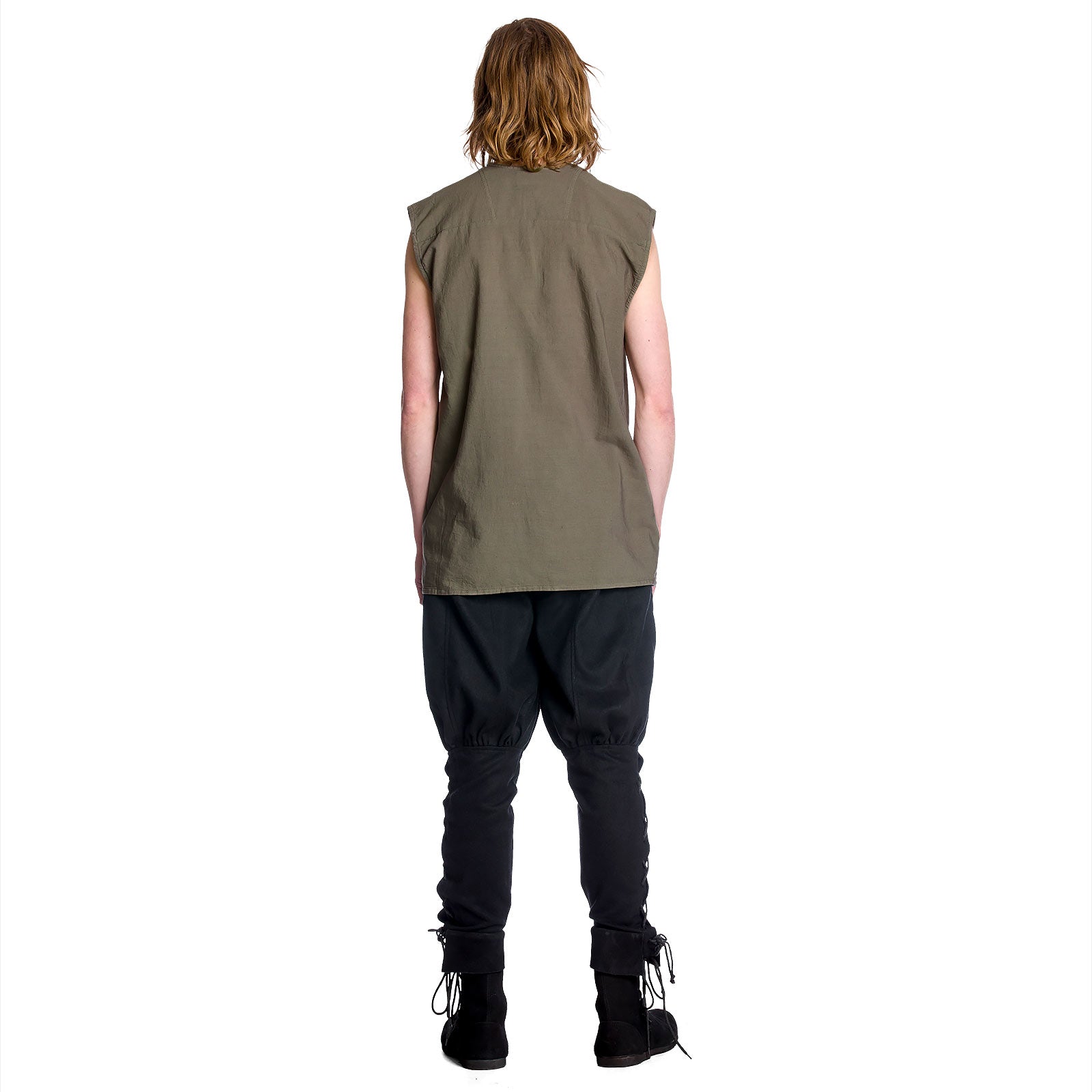Image produit Chemise médiévale sans manches olive à lacets