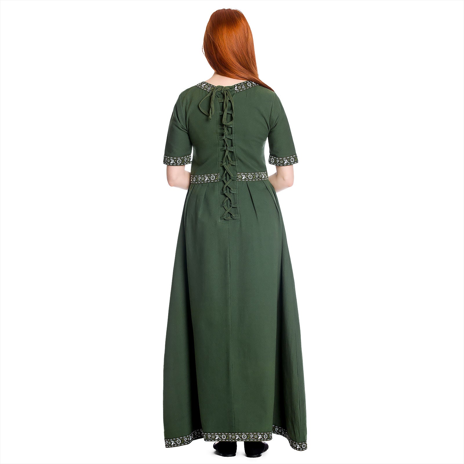 Image produit Robe médiévale Ennlin à manches courtes verte