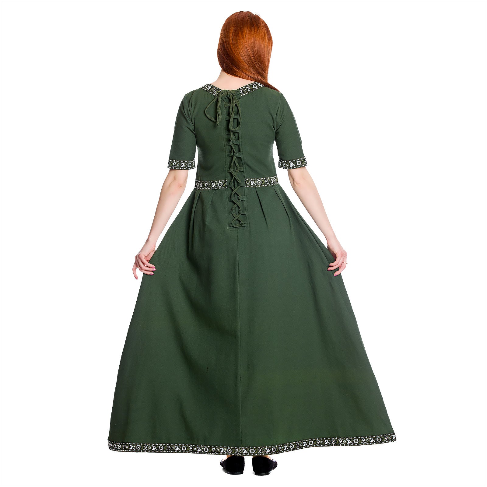 Image produit Robe médiévale Ennlin à manches courtes verte