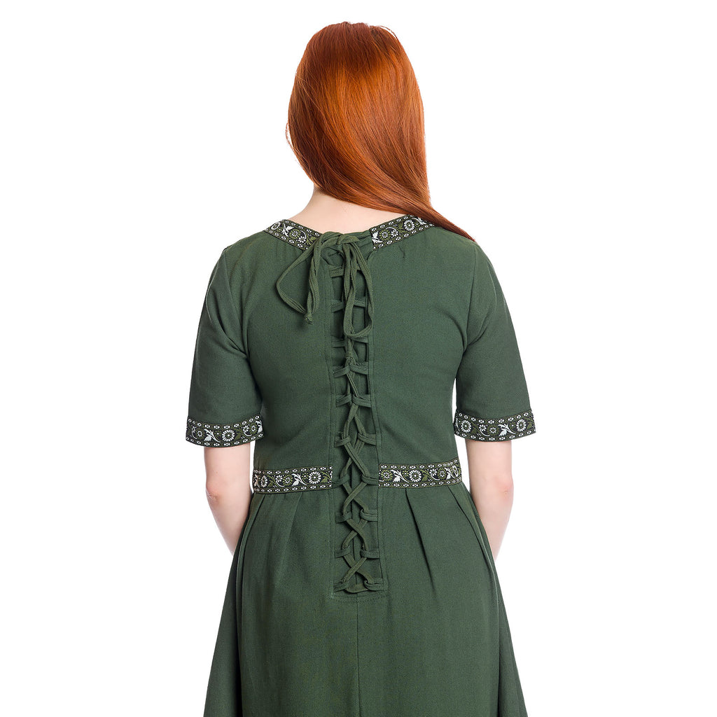 Image produit Robe médiévale Ennlin à manches courtes verte