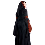 Image produit Robe médiévale à capuche Isolde noir-rouge