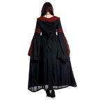 Image produit Robe médiévale à capuche Isolde noir-rouge