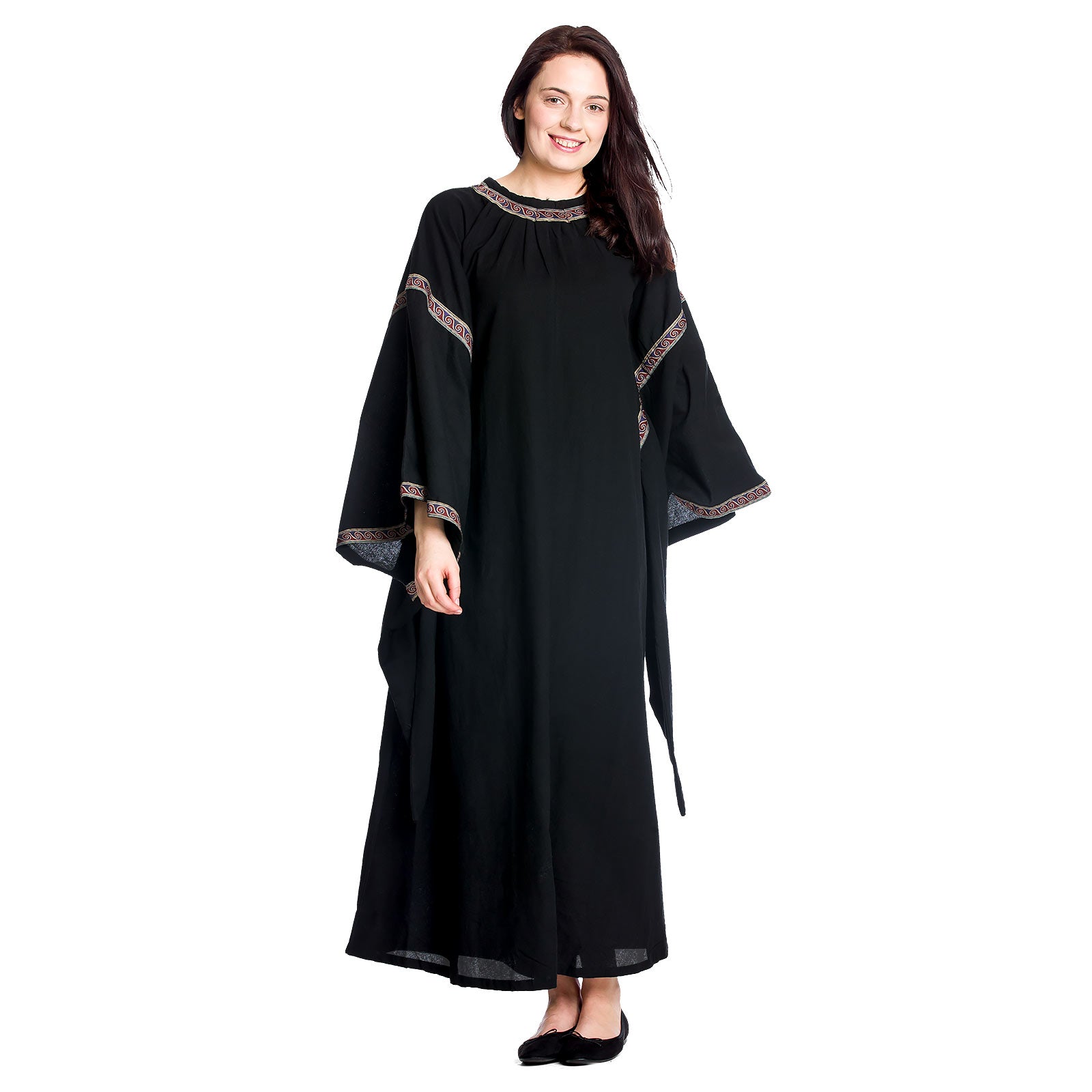 Image produit Robe médiévale Ida avec manches trompette noires
