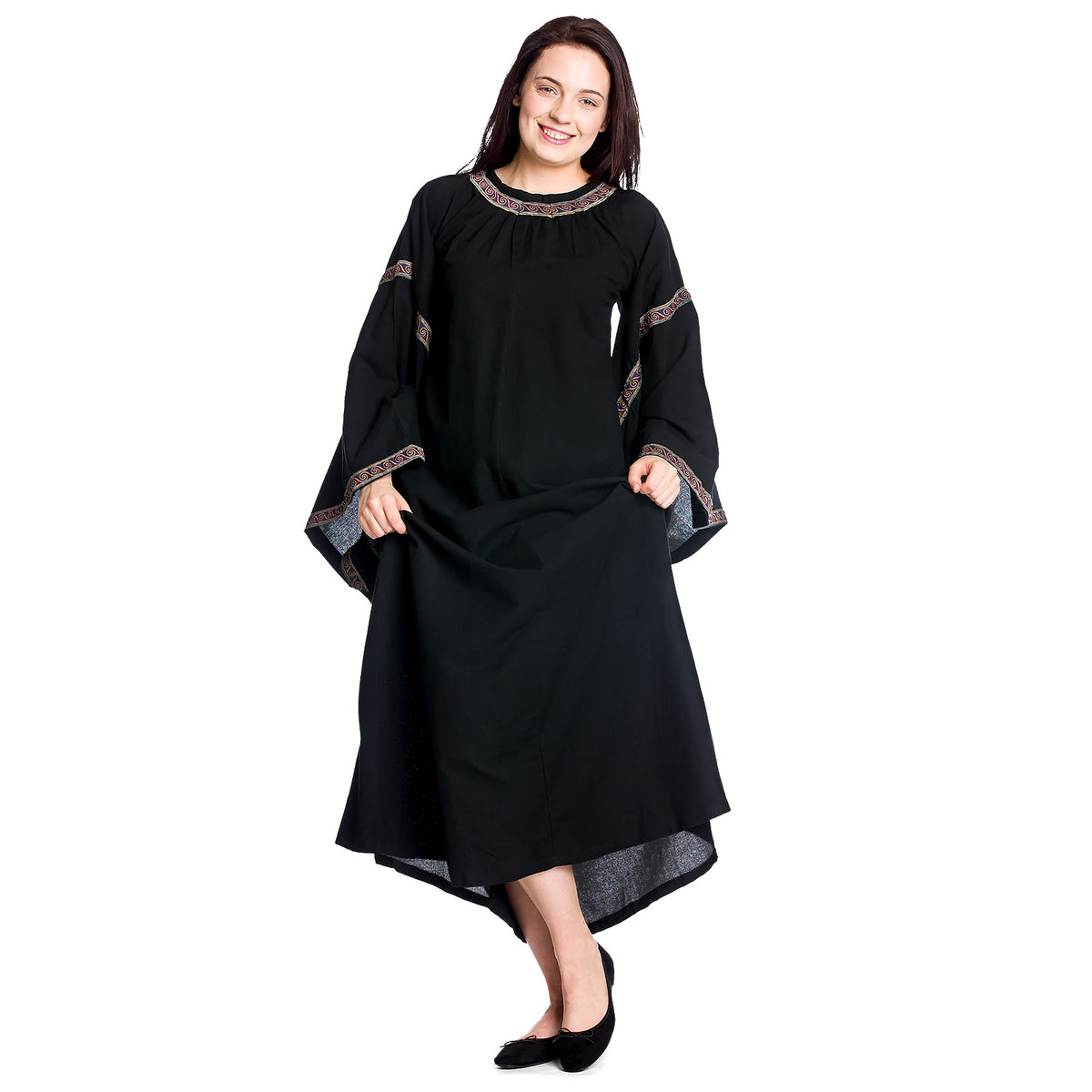 Image produit Robe médiévale Ida avec manches trompette noires